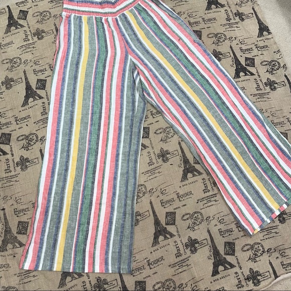 C Est 1946 NWT! Rainbow Striped Elastic Rise Woven Pant Size L - Picture 2 of 10